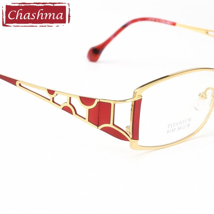 Chashma Ottica Women's Full Rim Oval Square Titanium Eyeglasses 9137 Full Rim Chashma Ottica   