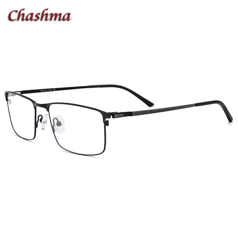 Chashma Ochki Men's Full Rim Square Titanium Alloy Eyeglasses 9847 Full Rim Chashma Ochki Black  
