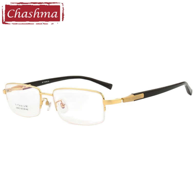 Chashma Ottica Men's Semi Rim Rectangle Square Titanium Eyeglasses Lr9910 Semi Rim Chashma Ottica   