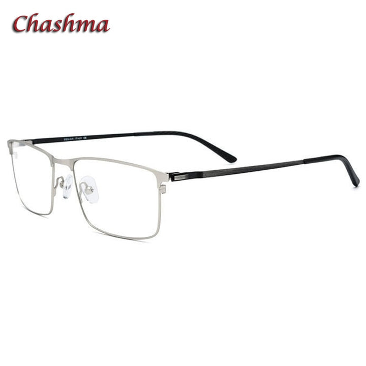 Chashma Ochki Men's Full Rim Square Titanium Alloy Eyeglasses 9847 Full Rim Chashma Ochki Silver  