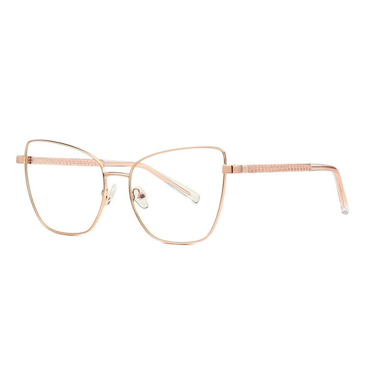 Hotochki Women's Full Rim Cat Eye Alloy Frame Eyeglasses 3003 Full Rim Hotochki Rose Golden  