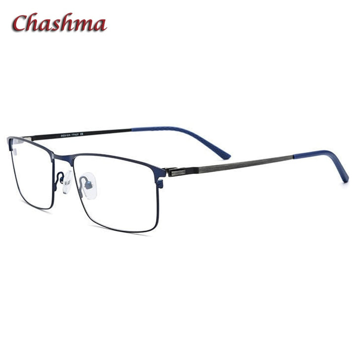 Chashma Ochki Men's Full Rim Square Titanium Alloy Eyeglasses 9847 Full Rim Chashma Ochki Blue  