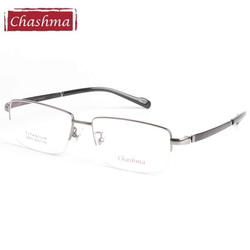 Chashma Ottica Semi Rim Oversized Square Titanium Eyeglasses 8911 Semi Rim Chashma Ottica Gray  