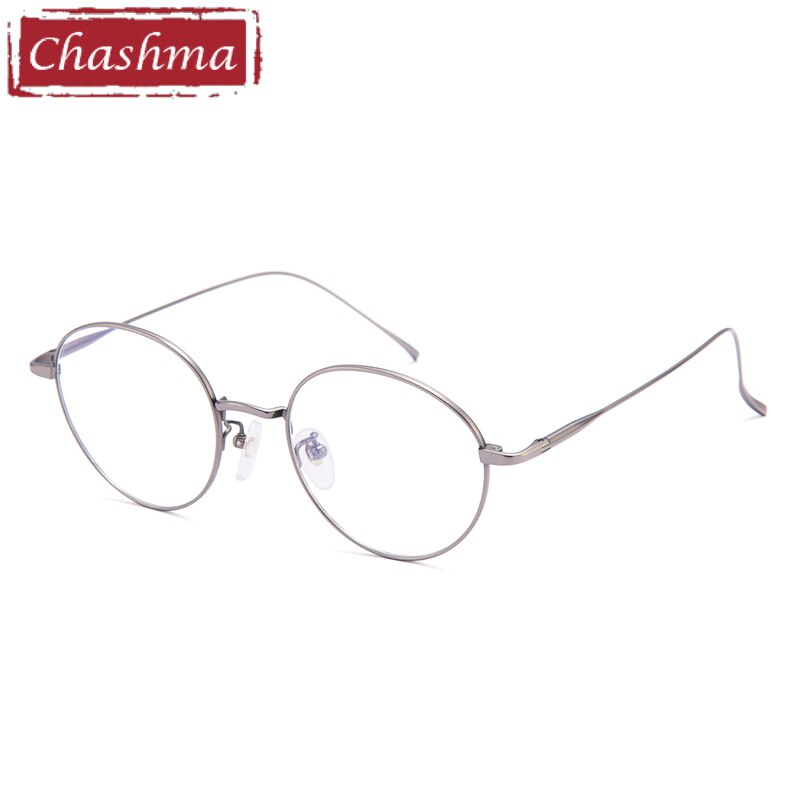 Unisex Eyeglasses Titanium Round 1644 Frame Chashma Gray  