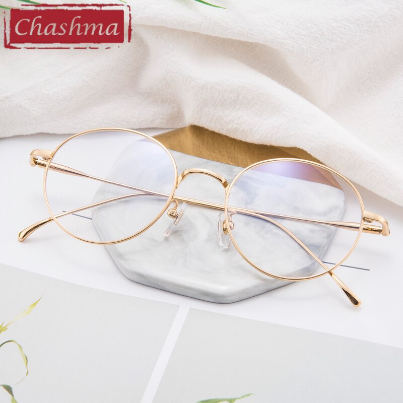 Unisex Eyeglasses Titanium Round 1644 Frame Chashma   