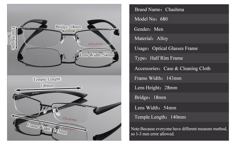 Chashma Ochki Men's Semi Rim Rectangle Alloy Eyeglasses Clip On Polarized Sunglasses 680 Sunglasses Chashma Ochki   