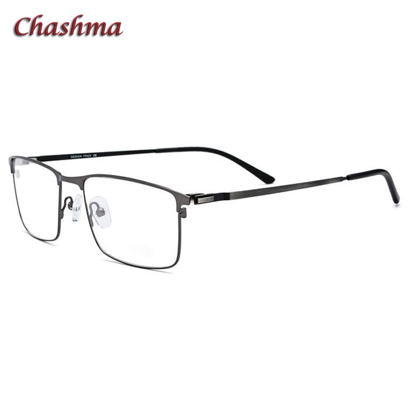 Chashma Ochki Men's Full Rim Square Titanium Alloy Eyeglasses 9847 Full Rim Chashma Ochki Gray  
