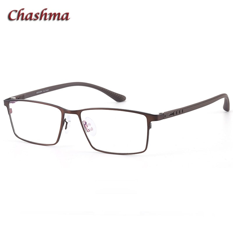 Chashma Ochki Men's Full Rim Square Alloy Eyeglasses 9386 Full Rim Chashma Ochki Brown  
