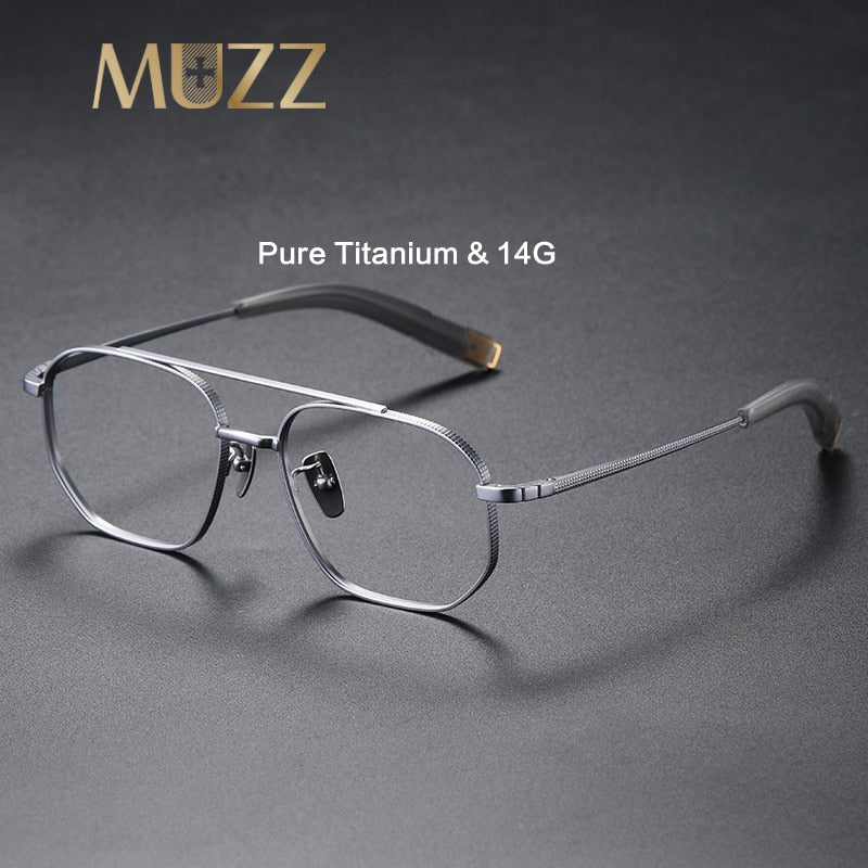 Muzz Men's Full Rim Round Titanium Double Rim Frame Eyeglasses Dlx07518 Full Rim Muzz   