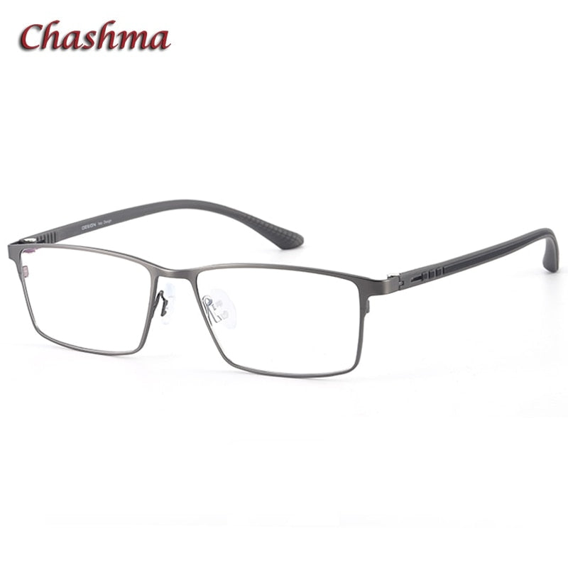 Chashma Ochki Men's Full Rim Square Alloy Eyeglasses 9386 Full Rim Chashma Ochki Gray  