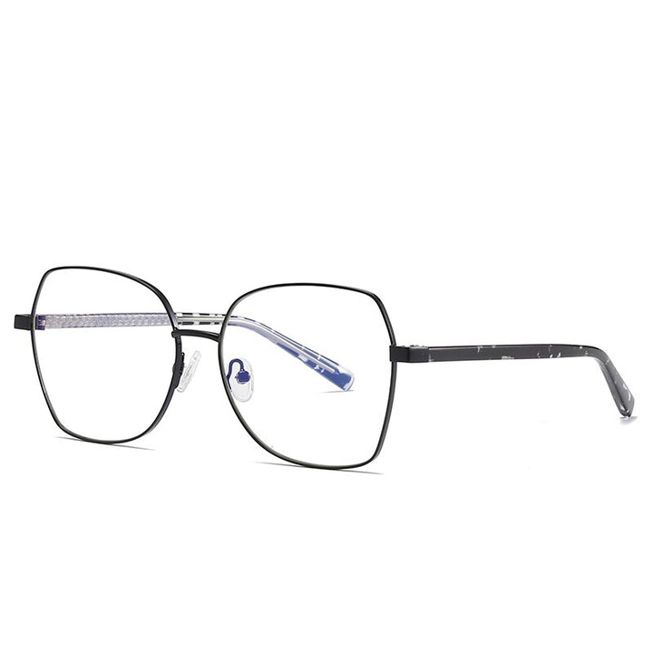 Hotochki Women's Full Rim Polygon TR-90 Resin Alloy Frame Eyeglasses 3004 Full Rim Hotochki black  