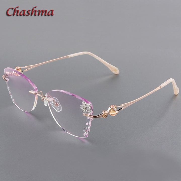 Chashma Ochki Women's Rimless Butterfly Titanium Eyeglasses Gradient Tint Lenses 88301 Rimless Chashma Ochki Default Title  