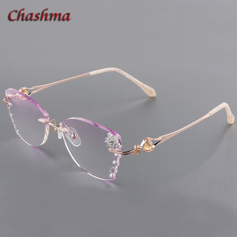 Chashma Ochki Women's Rimless Butterfly Titanium Eyeglasses Gradient Tint Lenses 88301 Rimless Chashma Ochki Default Title  