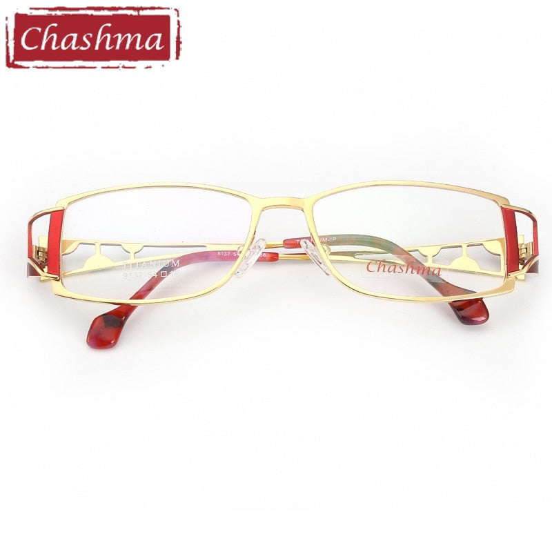 Chashma Ottica Women's Full Rim Oval Square Titanium Eyeglasses 9137 Full Rim Chashma Ottica   