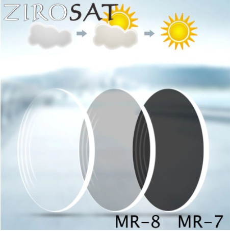 ZIROSAT Aspheric MR-8 MR-7 1.61 Index Photochromic Single Vision Lenses Color Clear Lenses Zirosat Lenses   