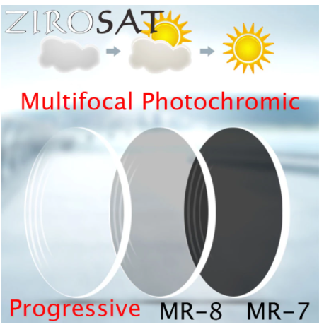 Zirosat Photochromic Mr-8 Mr-7 Multifocal Progressive 1.61 Index Lenses Color Grey Lenses Zirosat Lenses   