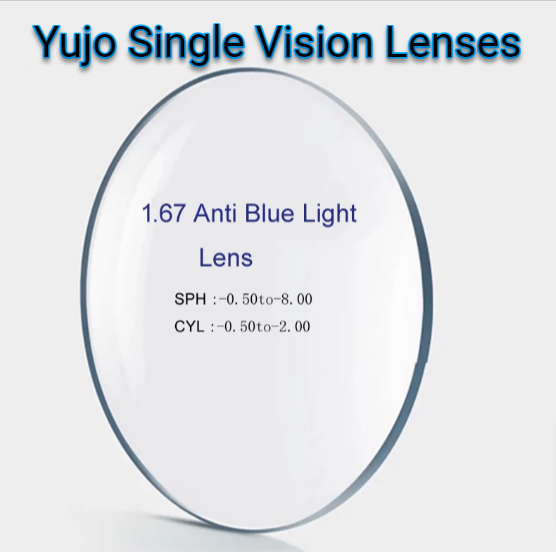 Yujo 1.67 Index MR-7 Single Vision Anti Blue Light Clear Lenses Lenses Yujo Lenses   