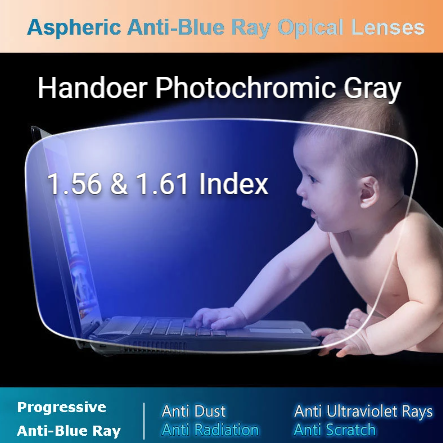 Handoer Multi Focus Progressive Photochromic Gray Anti Blue Light Lenses Lenses Handoer Lenses   