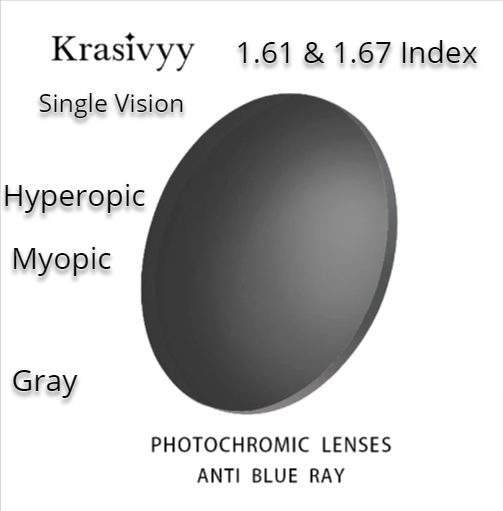 Krasivyy Single Vision Photochromic Gray Lenses Lenses Krasivyy Lenses   