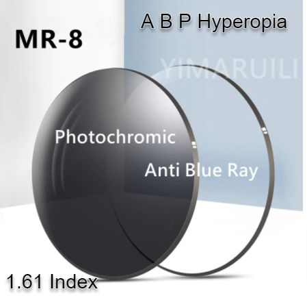 Yimaruili MR-8 Single Vision 1.61 Index Clear Lenses Lenses Yimaruili Lenses Anti Blue Photochromic Hyperopia  