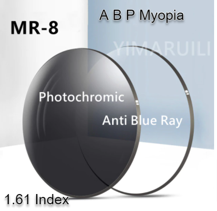 Yimaruili MR-8 Single Vision 1.61 Index Clear Lenses Lenses Yimaruili Lenses Anti Blue Photochromic Myopia  