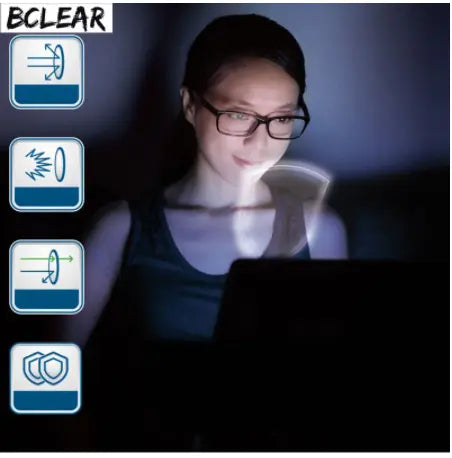 BCLEAR 1.56 Index Aspheric Photochromic Anti-Blue Anti-Glare Myopic Lenses Color Pink.