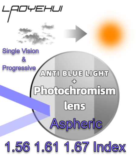Laoyehui Aspheric Photochromic Anti Blue Light Lenses Lenses Laoyehui Eyeglass Lenses   