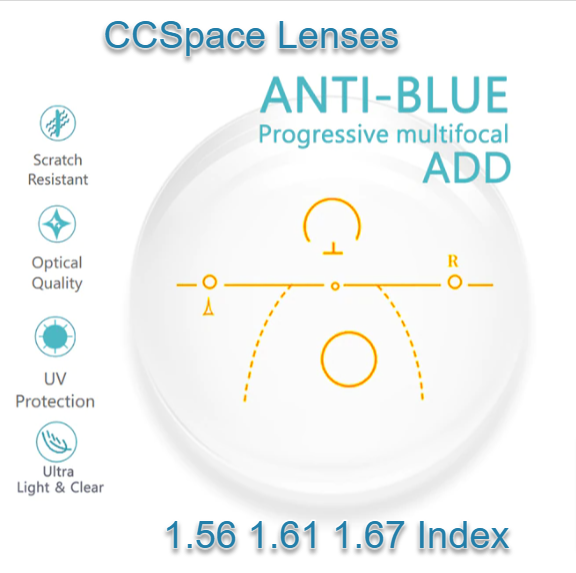 CCSpace Clear Progressive Multifocal Anti Blue Light Lenses Lenses CCSpace Lenses   