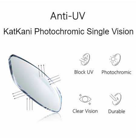 KatKani Single Vision Photochromic Gray HD Lenses Lenses KatKani Eyeglass Lenses   
