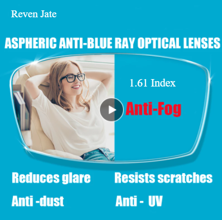 Reven Jate 1.61 Index Single Vision Anti Blue Light Anti Fog Clear Lenses Lenses Reven Jate Lenses   