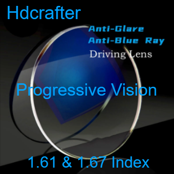 Hdcrafter Progressive Anti Glare Anti Blue High Index Driving Lenses Lenses Hdcrafter Eyeglass Lenses   
