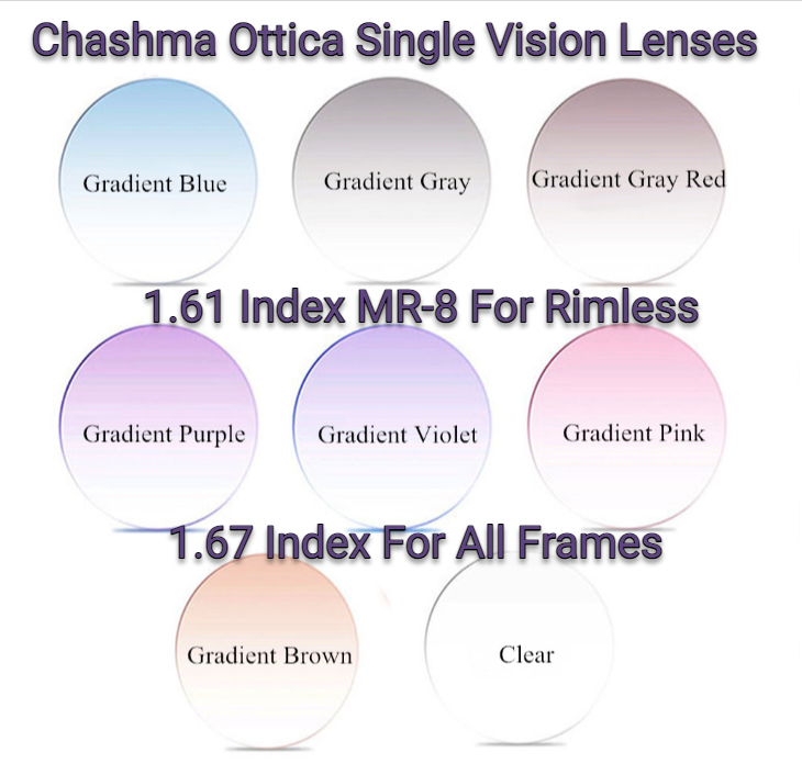 Chashma Ottica Single Vision Hi Index Gradient Tinted Lenses Lenses Chashma Ottica Lenses   