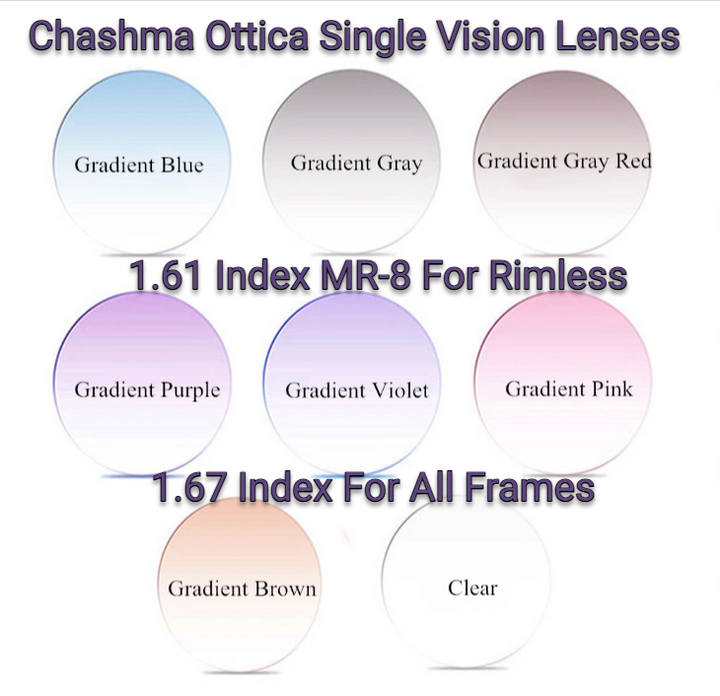 Chashma Ottica Single Vision Hi Index Gradient Tinted Lenses Lenses Chashma Ottica Lenses   