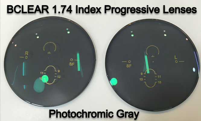 BCLEAR 1.74 Index Free Form Photochromic Progressive Gray Lenses Lenses Bclear Lenses   