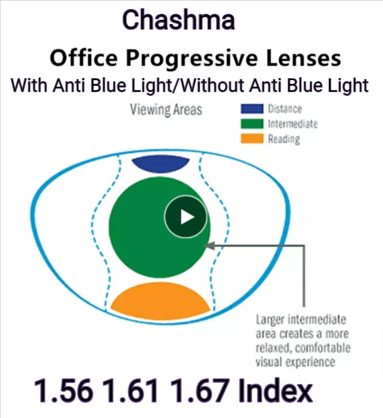 Chashma Office Progressive Clear/Anti Blue Light Lenses Lenses Chashma Lenses   