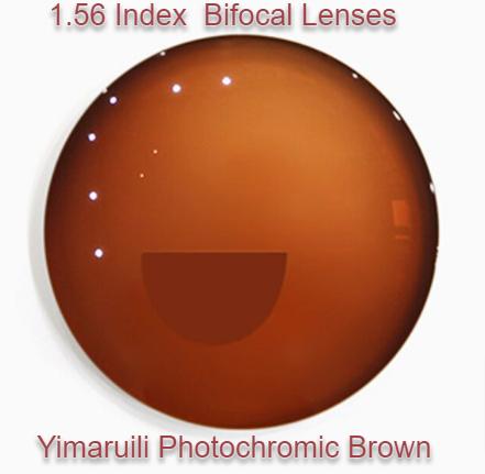 Yimaruili 1.56 Index Photochromic/Clear Bifocal Lenses Lenses Yimaruili Lenses Photo Brown 1.56 
