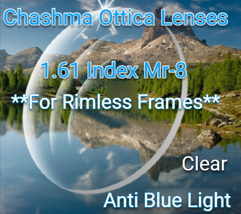 Chashma Ottica 1.61 Index Mr-8 Single Vision Anti Blue Light Clear Lenses Lenses Chashma Ottica Lenses   
