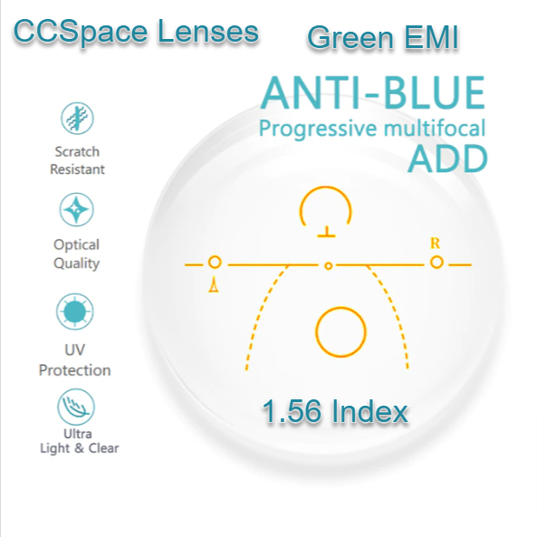 CCSpace Clear Progressive Multifocal Anti Blue Light Lenses Lenses CCSpace Lenses 1.56  