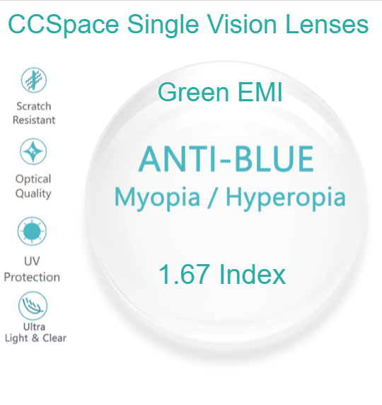 CCSpace Clear Aspheric Single Vision Anti Blue Light Lenses Lenses CCSpace Lenses 1.67  