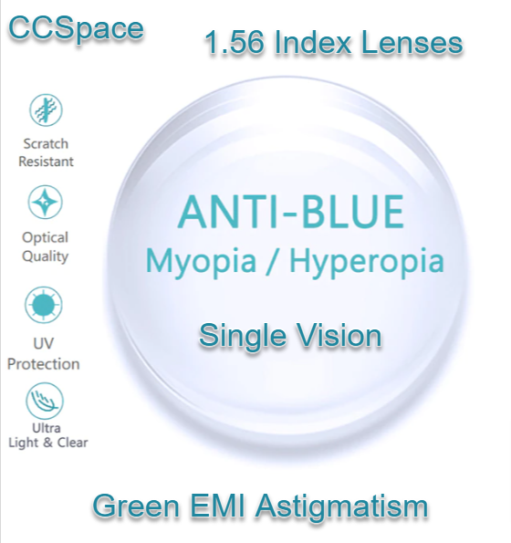 CCSpace Clear Aspheric Astigmatism Single Vision Anti Blue Light Lenses Lenses CCSpace Lenses 1.56  