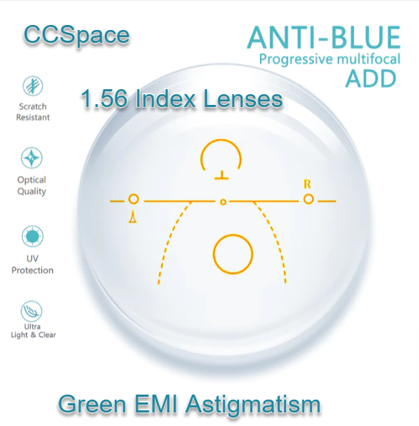 CCSpace Clear Progressive Multifocal Astigmatism Anti Blue Light Lenses Lenses CCSpace Lenses 1.56  