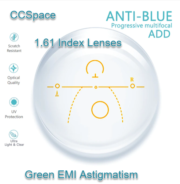 CCSpace Clear Progressive Multifocal Astigmatism Anti Blue Light Lenses Lenses CCSpace Lenses 1.61  