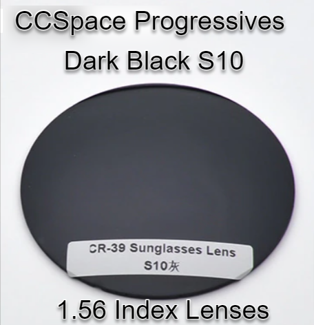 CCSpace Aspheric Progressive Vision Dyed CR-39 Lenses Lenses CCSpace Lenses 1.56 Dark Black S10 
