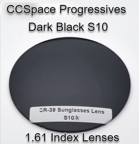 CCSpace Aspheric Progressive Vision Dyed CR-39 Lenses Lenses CCSpace Lenses 1.61 Dark Black S10 
