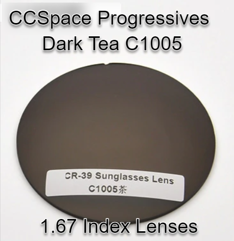 CCSpace Aspheric Progressive Vision Dyed CR-39 Lenses Lenses CCSpace Lenses 1.67 Dark Tea C1005 