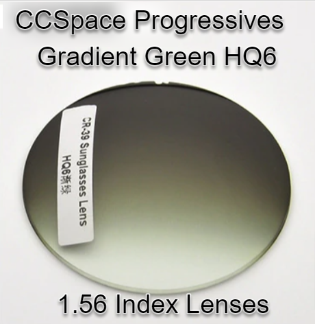 CCSpace Aspheric Progressive Vision Dyed CR-39 Lenses Lenses CCSpace Lenses 1.56 Gradient Green HQ6 