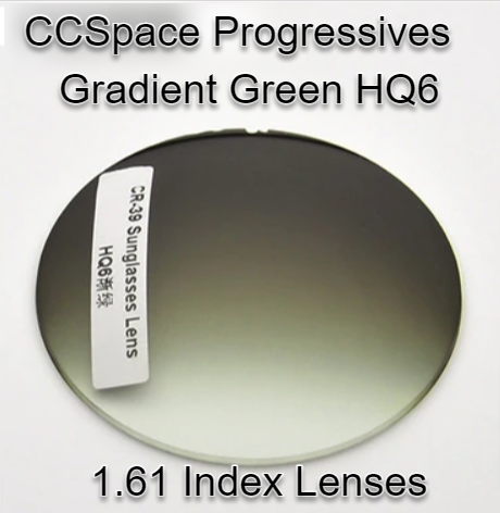 CCSpace Aspheric Progressive Vision Dyed CR-39 Lenses Lenses CCSpace Lenses 1.61 Gradient Green HQ6 