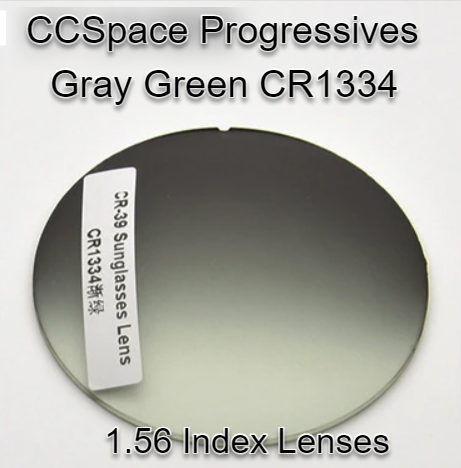 CCSpace Aspheric Progressive Vision Dyed CR-39 Lenses Lenses CCSpace Lenses 1.56 Gray Green CR1334 