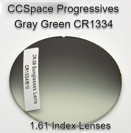CCSpace Aspheric Progressive Vision Dyed CR-39 Lenses Lenses CCSpace Lenses 1.61 Gray Green CR1334 