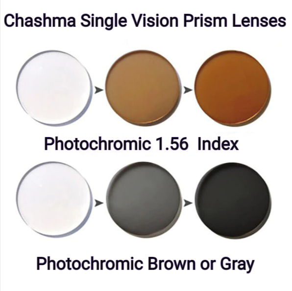 Chashma Single Vision Photochromic Prism Lenses Lenses Chashma Lenses 1.56 Brown 